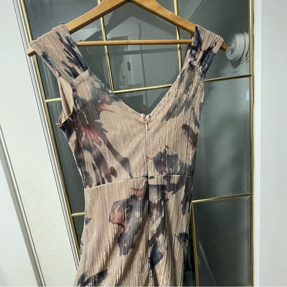 Le Chateau Purple and Cream Midi Dress extra small - Picture 5 of 13